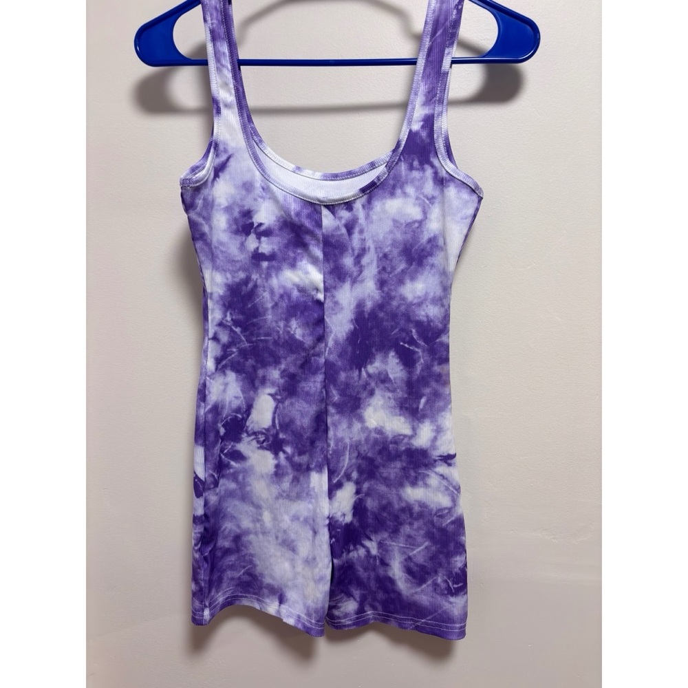SHEIN Purple and White Tie-Dye Tank Top